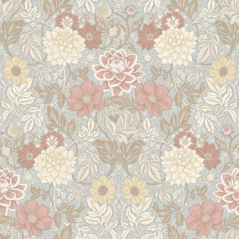 Boras Dália mintás világoskék vlies tapéta Dahlia Garden Multi 53 cm X 10 m