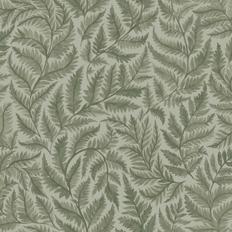 Boras Modern levélmintás zöld vlies tapéta Ferns Green 53 cm X 10 m