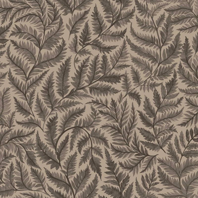 Boras Modern levélmintás fekete vlies tapéta Ferns Black 53 cm X 10 m