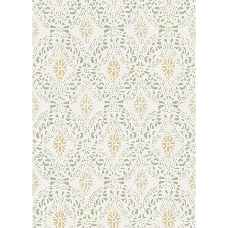 Boras Klasszikus csipke hatású zöld vlies tapéta Kvarnholmen Green 53 cm X 10 m