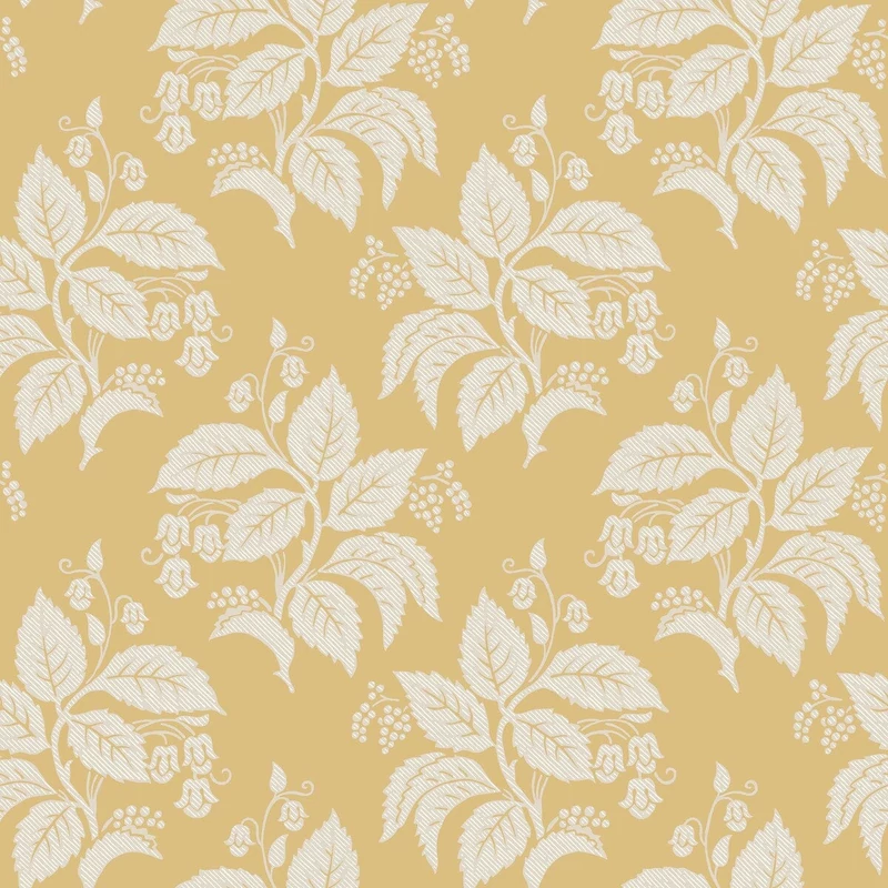 Boras Klasszikus levélmintás sárga vlies tapéta Tengbergska Yellow 53 cm X 10 m