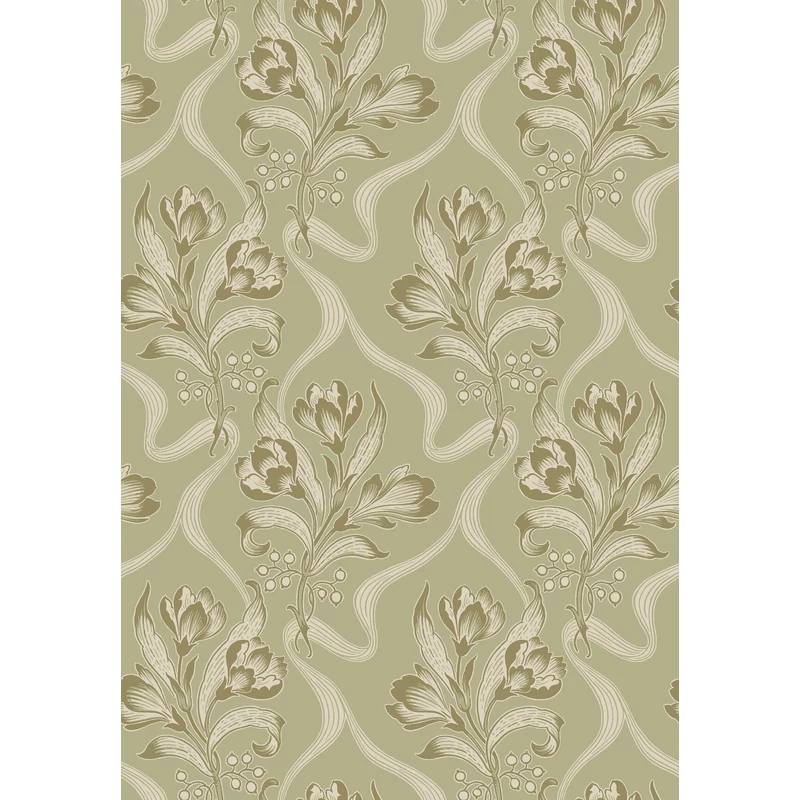 Boras Klasszikus szalagos zöld vlies tapéta Jugendbukett Green 53 cm X 10 m