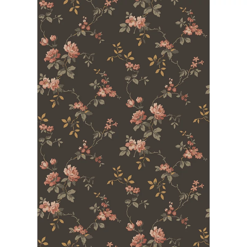 Boras Vintage rózsás sötétbarna vlies tapéta Värmdö Brown 53 cm X 10 m