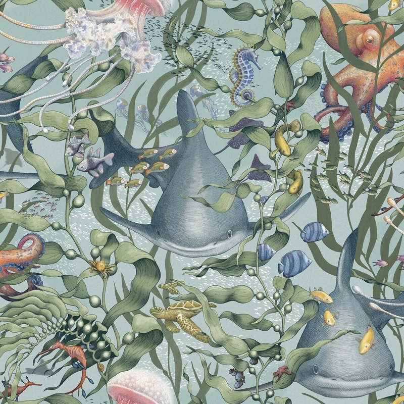 Boras Tengeri világ türkiz vlies tapéta Underwater Magic Turquoise 53 cm X 10 m