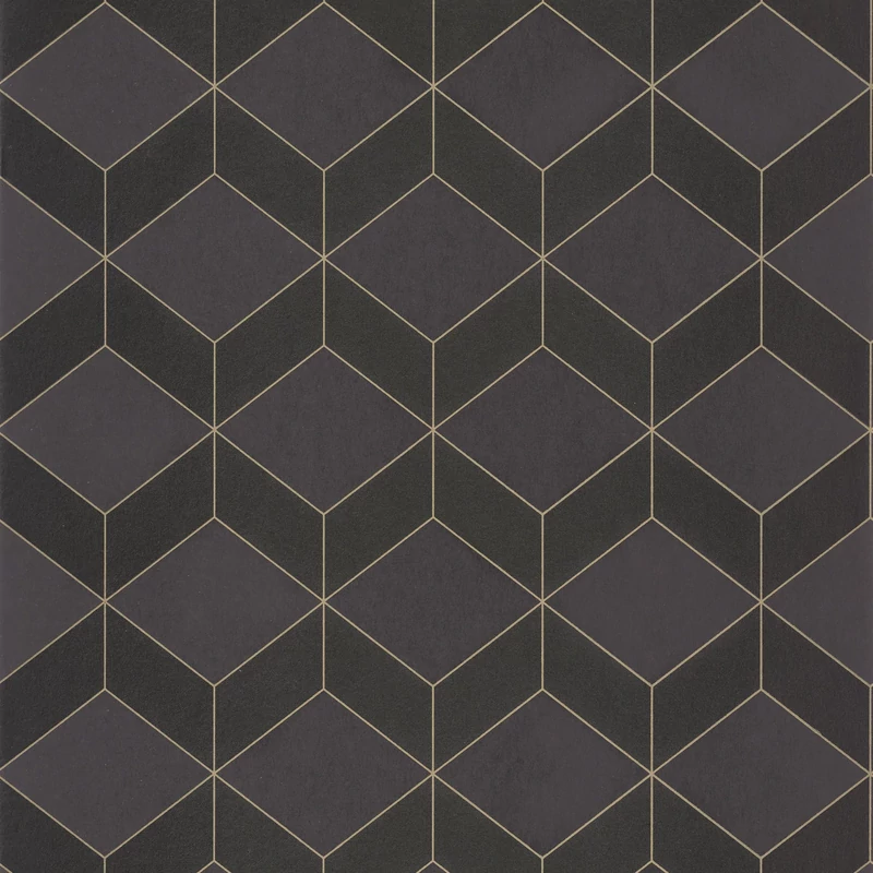Casadeco Geometriai mintás modern fekete vlies tapéta 1930 Metro Noir 53 cm X 10 m
