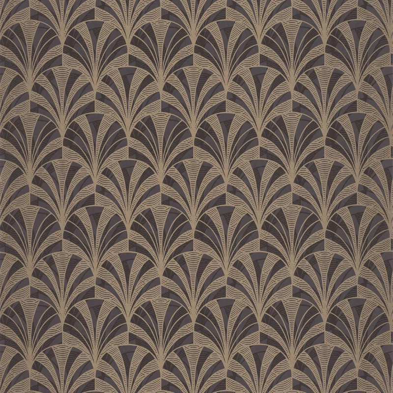 Casadeco Pálmalevél mintás art deco fekete-arany vlies tapéta 1930 Palmette Noir 53 cm X 10 m