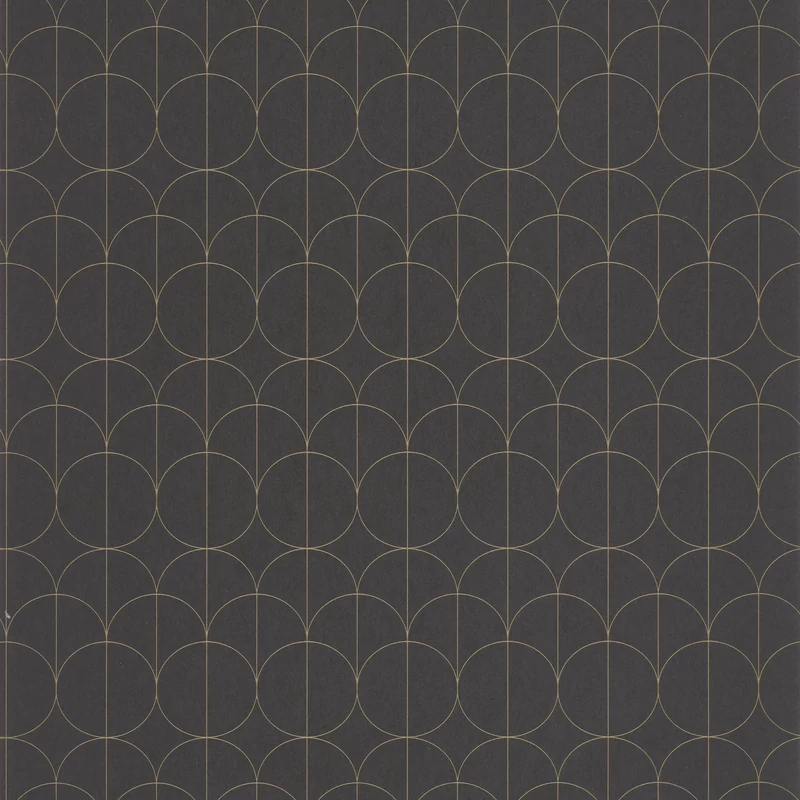 Casadeco Modern geometriai mintás fekete vlies tapéta 1930 Reflet Noir 53 cm X 10 m