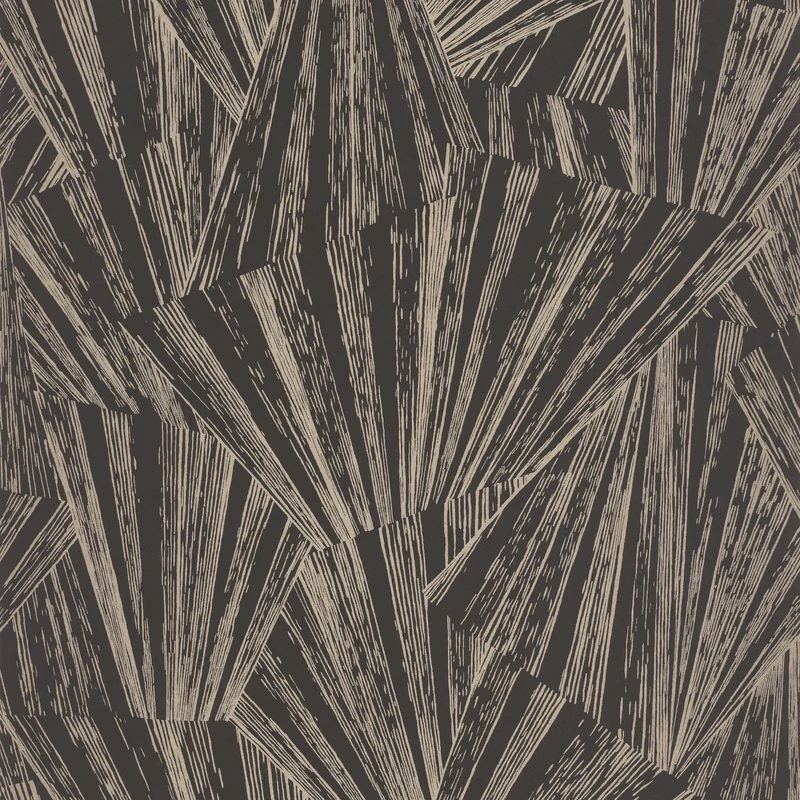 Casadeco Legyező mintás modern fekete vlies tapéta 1930 Eclat Irise Noir 53 cm X 10 m