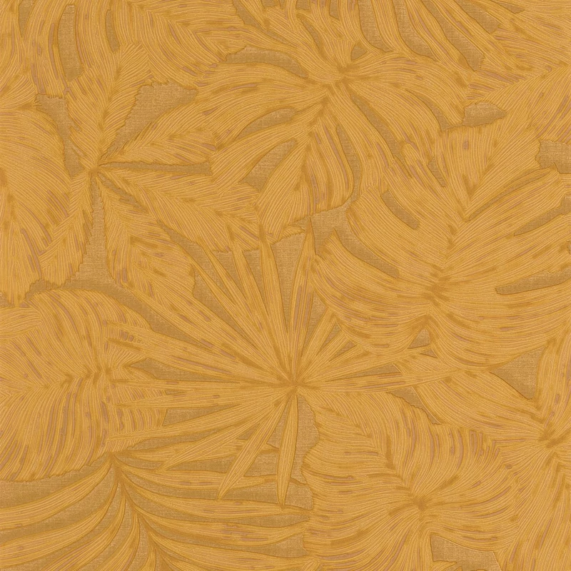 Casadeco Pálmalevél mintás sárga vinyl tapéta Granada Jaune 53 cm X 10 m