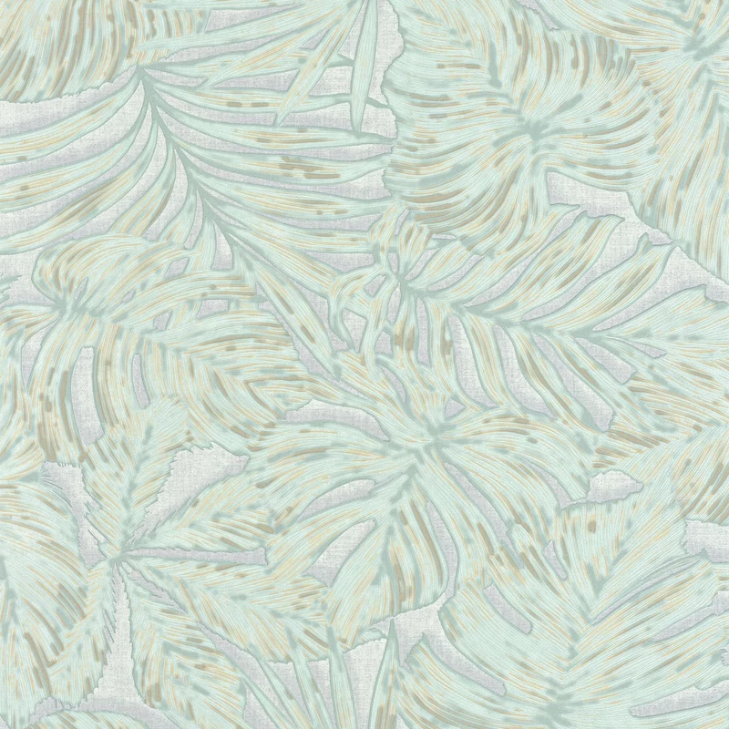 Casadeco Pálmalevél mintás halványzöld vinyl tapéta Granada Vert D'eau 53 cm X 10 m