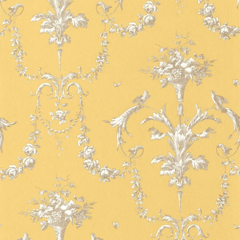 Casadeco Klasszikus ornamentikás sárga vlies tapéta Corne D'Abondance Jaune Soleil 53 cm X 10 m