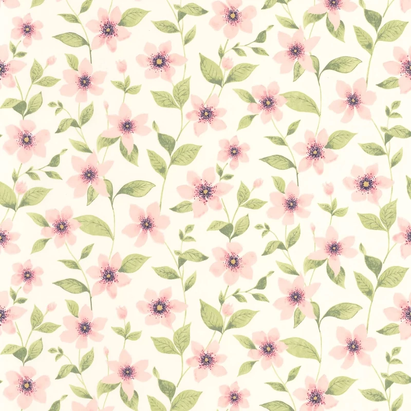 Casadeco Romantikus virág mintás rózsaszín vlies tapéta Clematites Rose Anglais 53 cm X 10 m