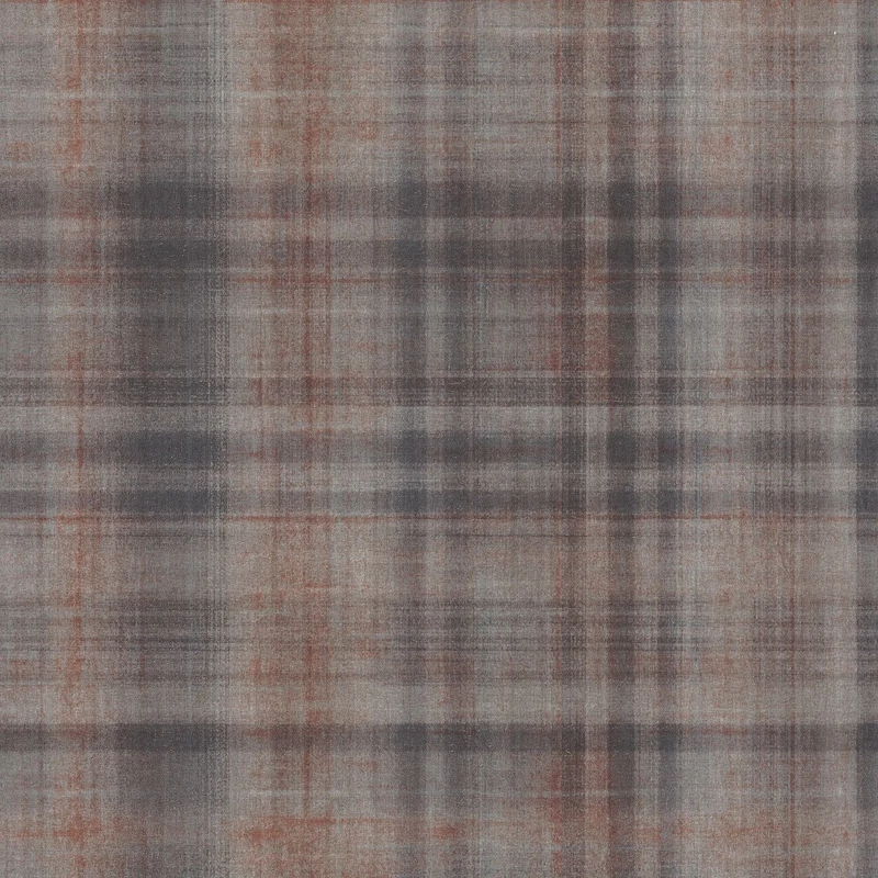 Casadeco Skótkockás szövethatású sötétbarna vinyl tapéta Tartan Noir Fusain 53 cm X 10 m