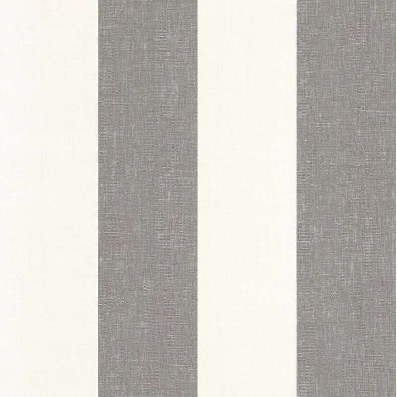 Casadeco Szövethatású széles csíkos fekete-fehér vinyl tapéta Williamsburg Rayure Charbon 53 cm X 10 m