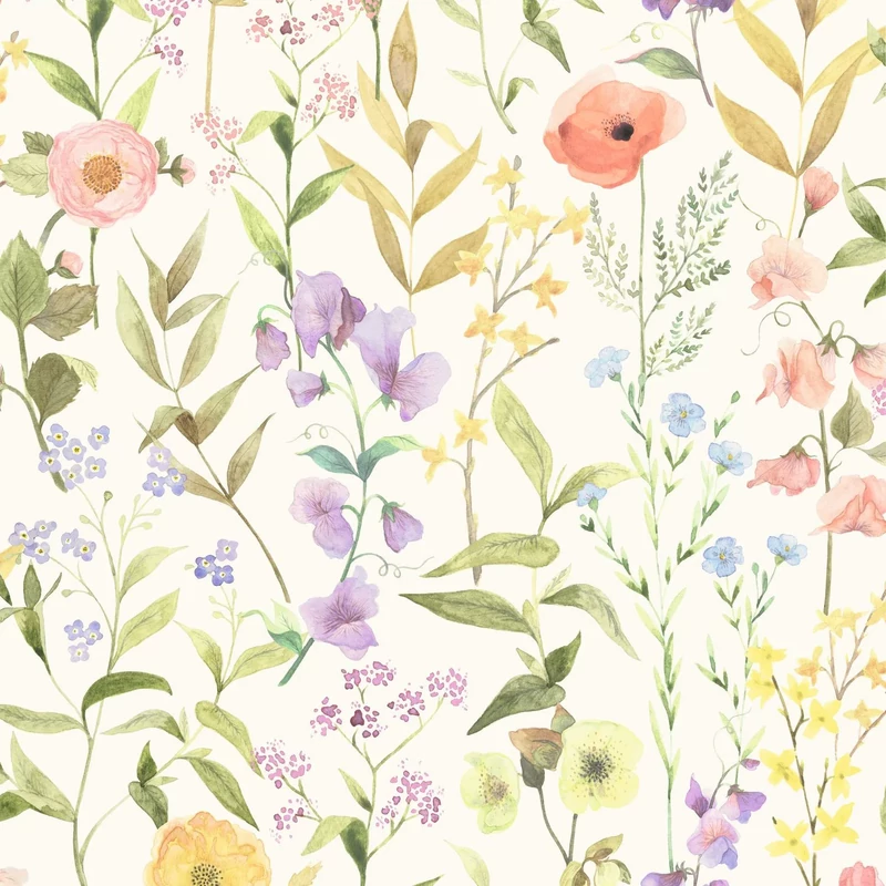 Casadeco Pipacsos színes vlies tapéta Fleurs Des Champs Bouquet 53 cm X 10 m