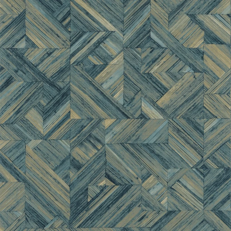 Casadeco Geometriai mintás 3D hatású kék vinyl tapéta Paille Bleu Indigo 53 cm X 10 m