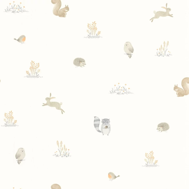 Casadeco Apró állatos natúr színösszeállítású vlies tapéta Companions Of The Forest Naturel 53 cm X 10 m