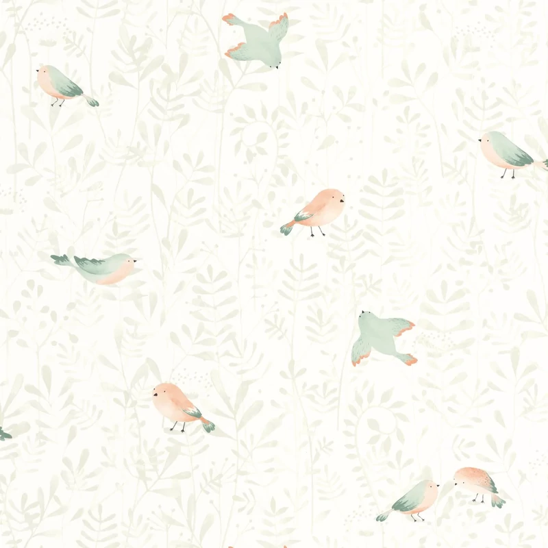 Casadeco Madár mintás zöld vlies tapéta Flying Bird Vert Amande 53 cm X 10 m