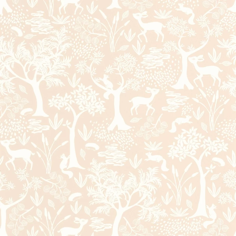 Casadeco Erdő mintás pasztell rózsaszín vlies tapéta Poetic Forest Rose Nude 53 cm X 10 m