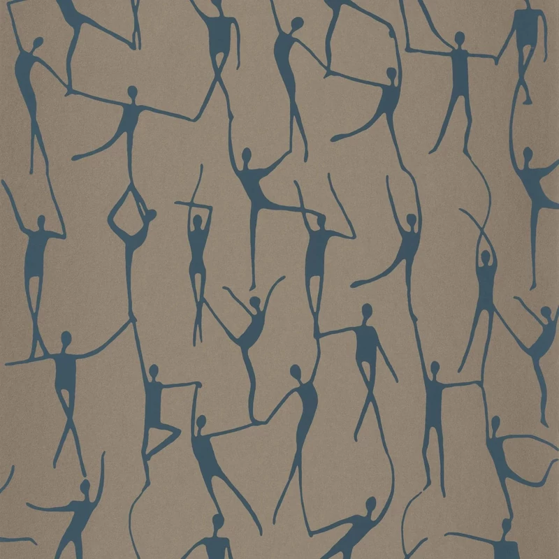 Casadeco Modern keki zöld vlies tapéta táncosokkal Alberto Vert Kaki 53 cm X 10 m