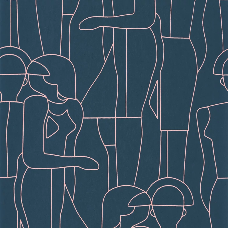 Casadeco Kék modern mintás vlies tapéta Model Bleu Petrole 53 cm X 10 m