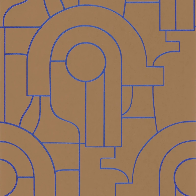 Casadeco Absztrakt mintás elegáns kék-aranysárga vlies tapéta Arty Bleu Indigo 53 cm X 10 m