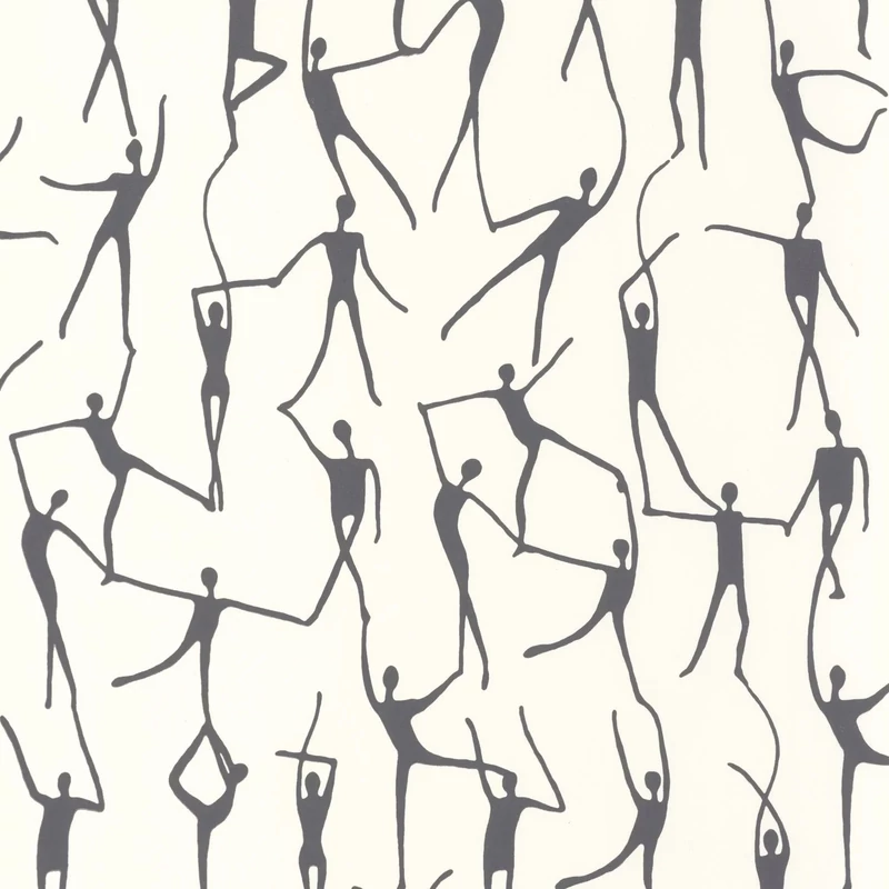 Casadeco Modern fehér-fekete vlies tapéta táncosokkal Alberto Noir Gravure 53 cm X 10 m