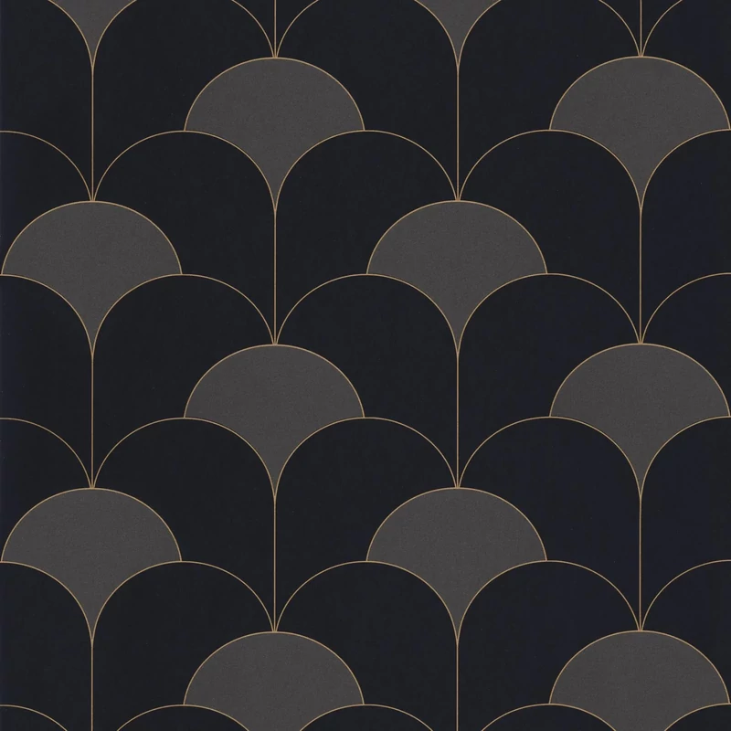 Casadeco Elegáns Art deco fekete vlies tapéta Theatre Noir Reglisse 53 cm X 10 m