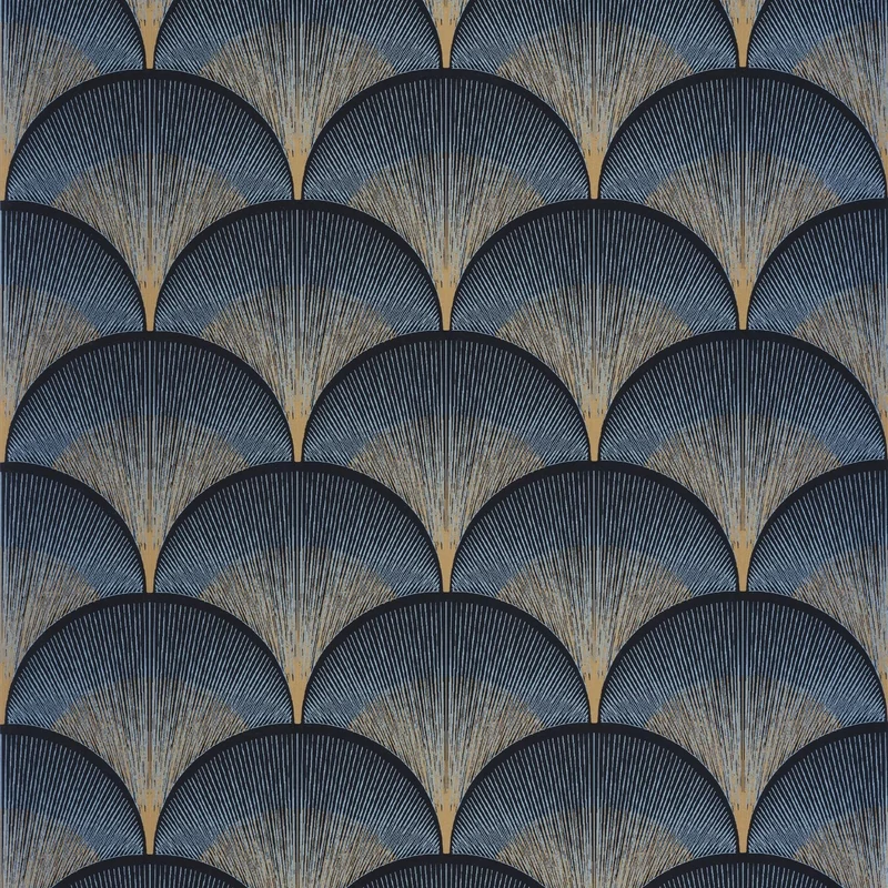 Casadeco Elegáns art deco kék-arany vlies tapéta Broadway Bleu Orage 53 cm X 10 m