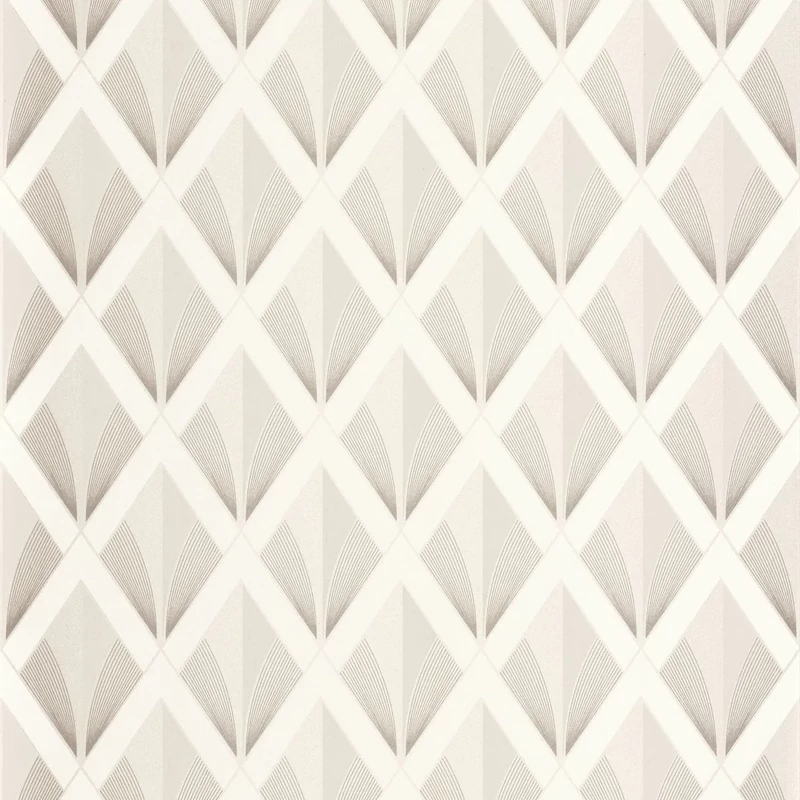 Casadeco Art deco elegáns arany-fehér vlies tapéta Chrysler Blanc Neige 53 cm X 10 m