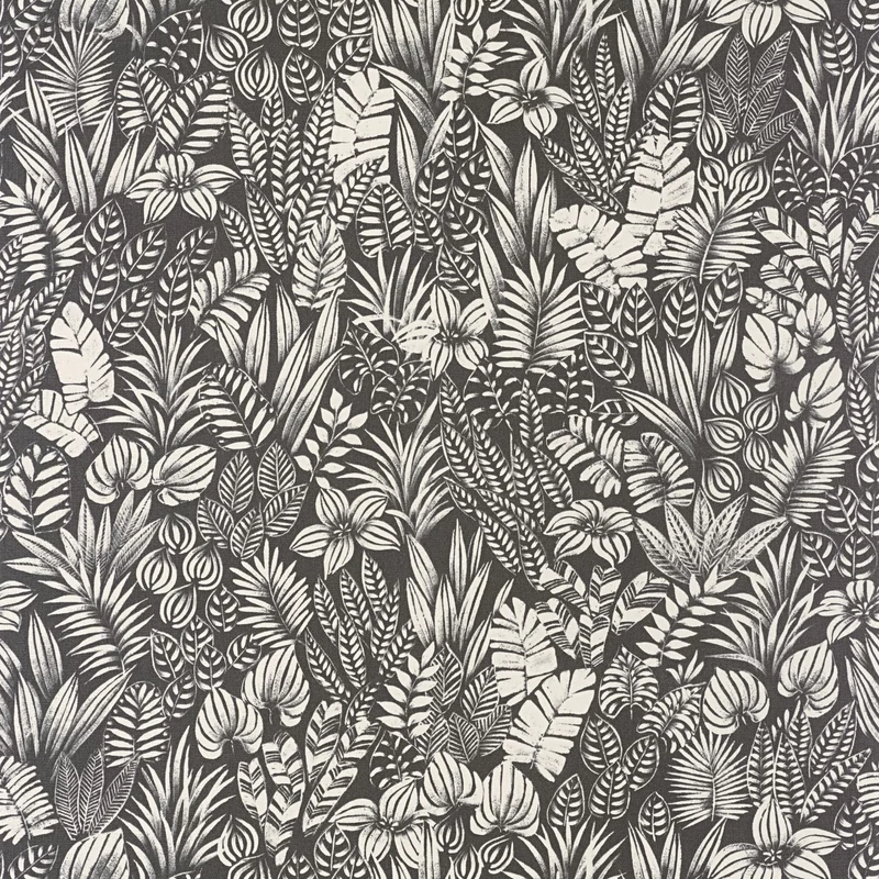 Casadeco Egzotikus levélmintás fekete vinyl tapéta Napa Valley Noir Reglisse 53 cm X 10 m