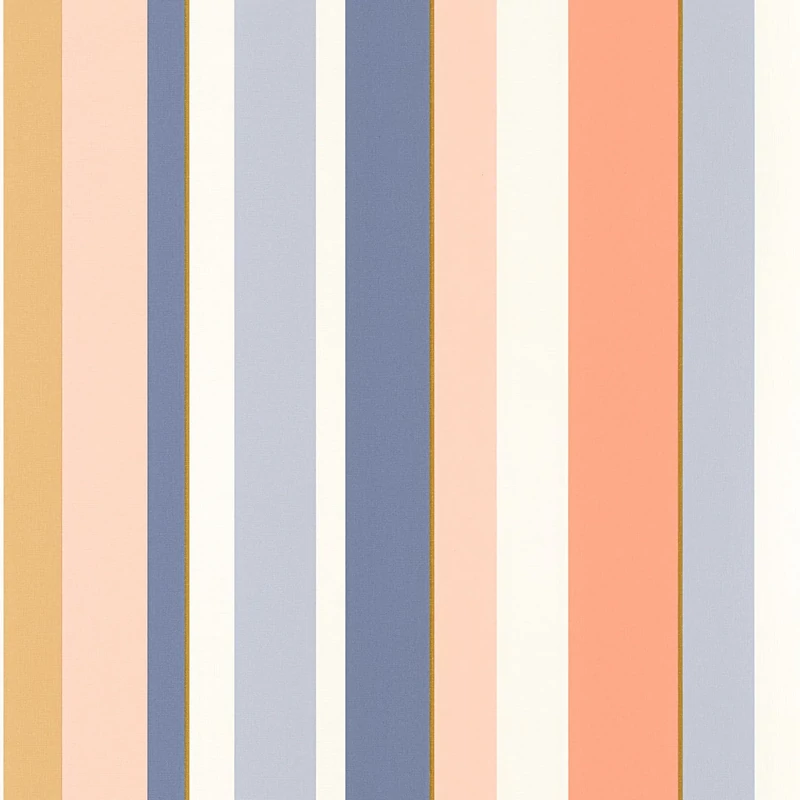 Casadeco Modern csíkos kék-sárga vinyl tapéta Venice Beach Indigo/Péche 53 cm X 10 m