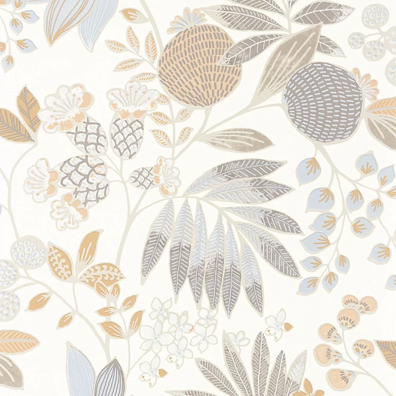 Casadeco Vidám botanikai mintás natúr szín összeállítású vinyl tapéta Palm Springs Naturel 53 cm X 10 m