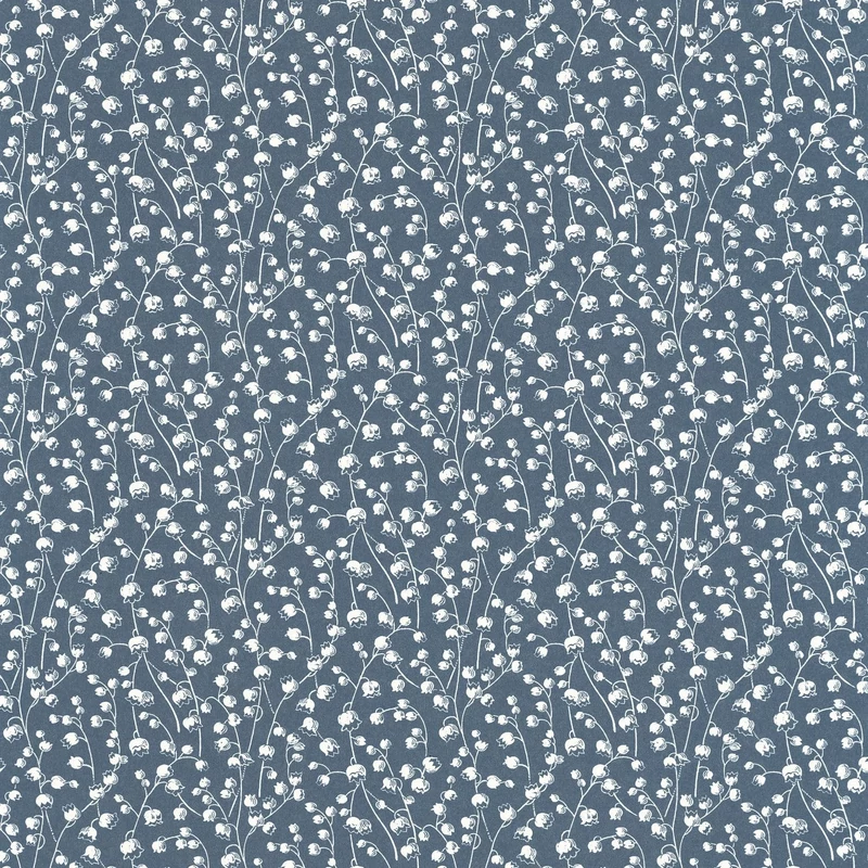 Casadeco Romantikus gyöngyvirágos kék vlies tapéta Lily Of The Valley Bleu Nuit 53 cm X 10 m