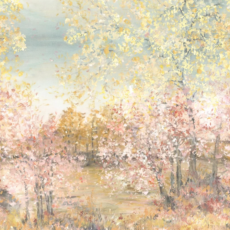 Casadeco Színes festmény hatású fa mintás vlies poszter tapéta Artistic Garden Rose Blush 300 cm X 3,1 m