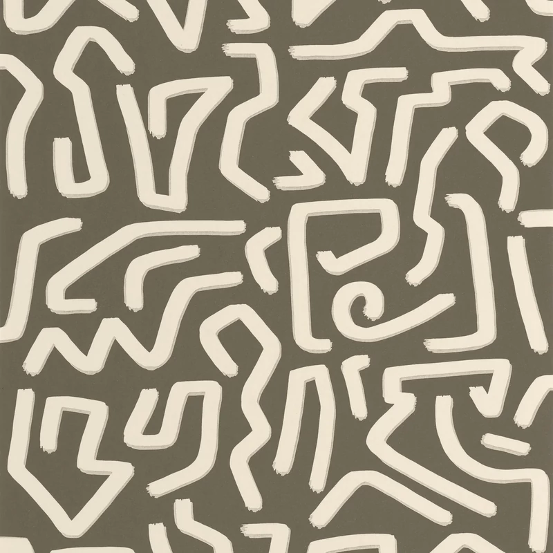 Casadeco Absztrakt mintás keki zöld vlies tapéta Symbol Kaki 53 cm X 10 m