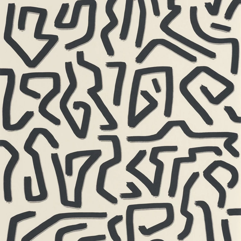 Casadeco Absztrakt mintás bézs-fekete vlies tapéta Symbol Lin/Noir 53 cm X 10 m