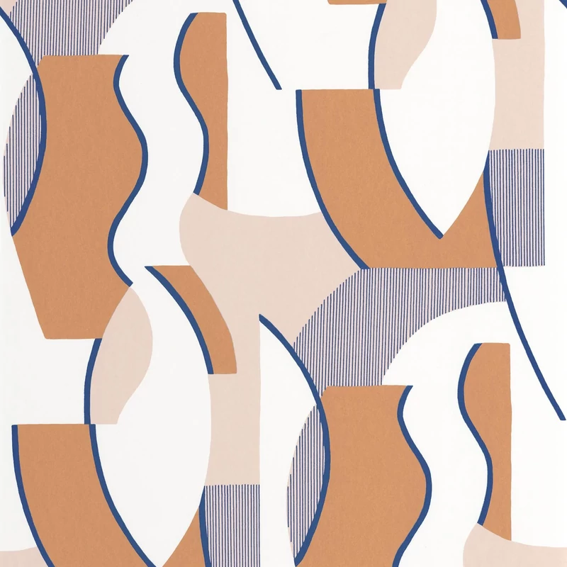 Casadeco Absztrakt mintás modern barna-kék vlies tapéta Concept Naturel/Bleu 53 cm X 10 m