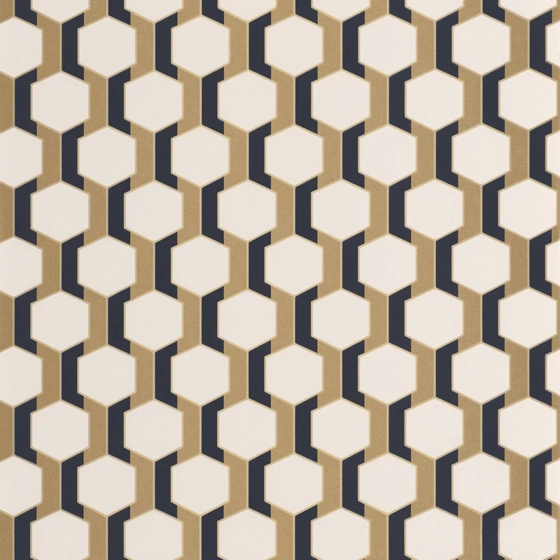Casadeco Arany-fekete geometriai mintás vlies tapéta Hamilton Mordore 53 cm X 10 m