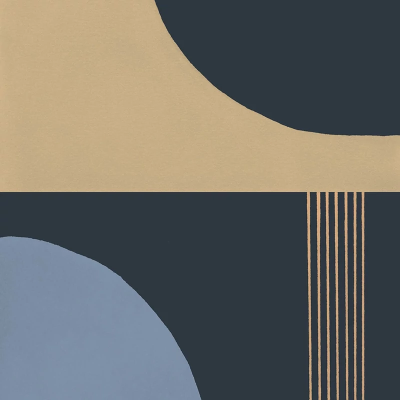 Casadeco Modern absztrakt mintás sötétkék-narancssárga vlies tapéta Pop Art Encre/Orange 53 cm X 10 m