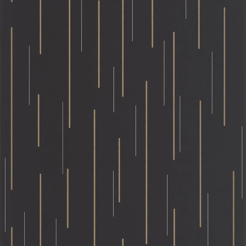 Casadeco Vonalmintás elegáns fekete-arany vlies tapéta Suspension Noir Fusain 53 cm X 10 m