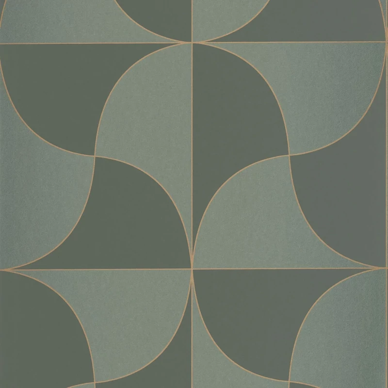 Casadeco Absztrakt mintás elegáns zöld vlies tapéta szatén fénnyel Virevolte Vert Taiga 53 cm X 10 m