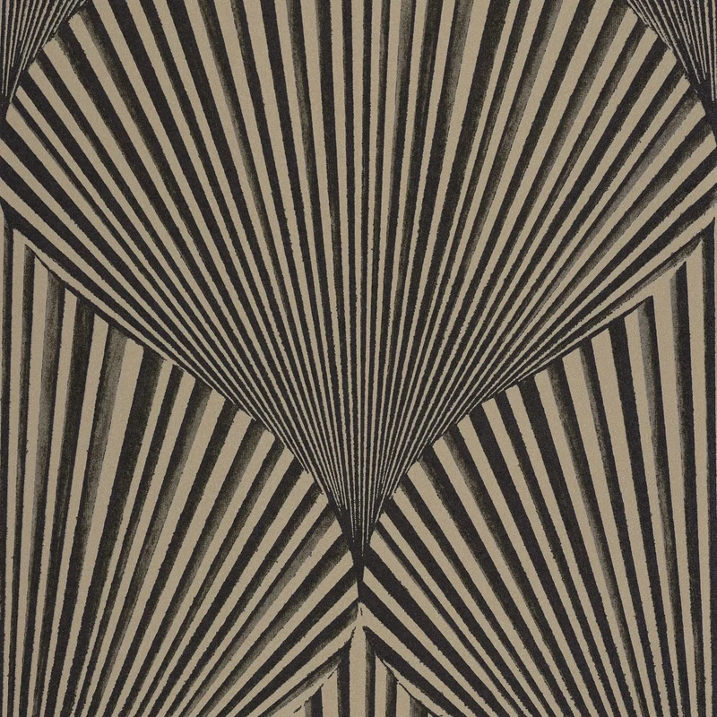 Casadeco Legyező mintás 3D hatású fekete vlies tapéta Semiramis Noir Reglisse 53 cm X 10 m