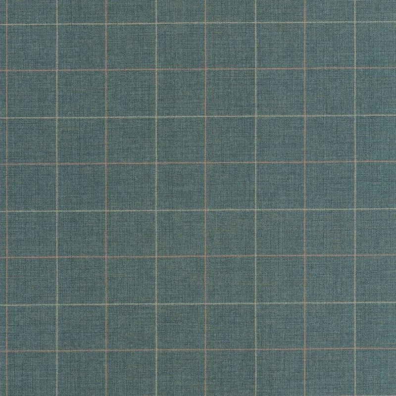 Casadeco Kockás zöld vlies tapéta Liam Emeraude 53 cm X 10 m