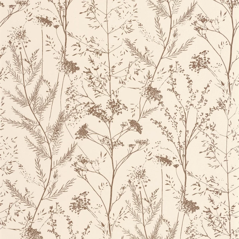 Casadeco Mezei virág mintás barna-bézs vinyl tapéta Prairie Terre De Sienne 53 cm X 10 m