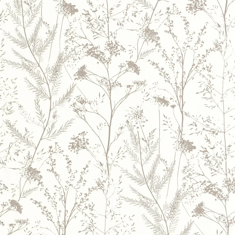 Casadeco Mezei virág mintás fehér-bézs vinyl tapéta Prairie Lin 53 cm X 10 m