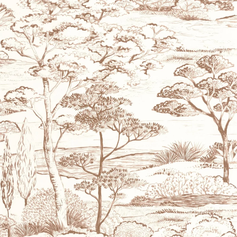 Casadeco Fa mintás fehér-terrakotta vinyl tapéta Littoral Terracotta 53 cm X 10 m