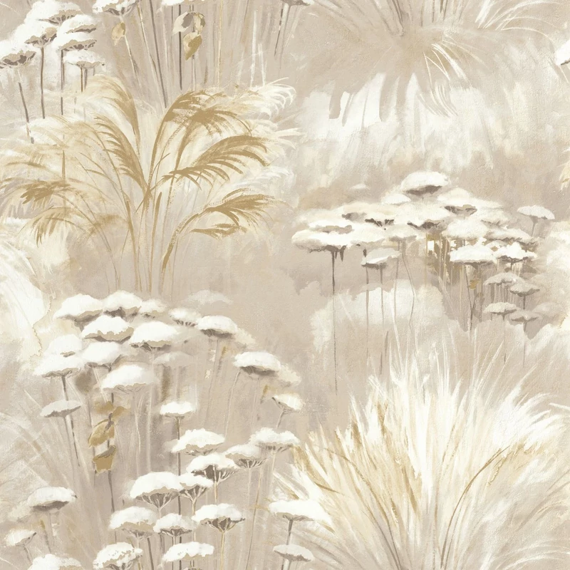 Casadeco Pampafű mintás bézs vinyl tapéta Oyat Beige Lin 53 cm X 10 m