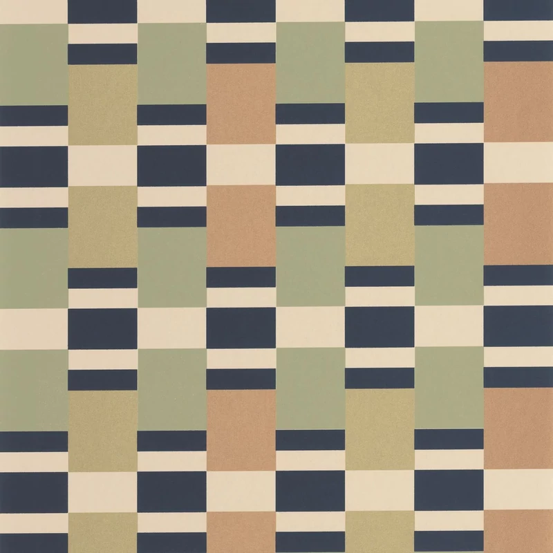 Casadeco Modern aranybarna-zöld vlies tapéta geometrikus mintával Chess Game Vert/Ocre 53 cm X 10 m