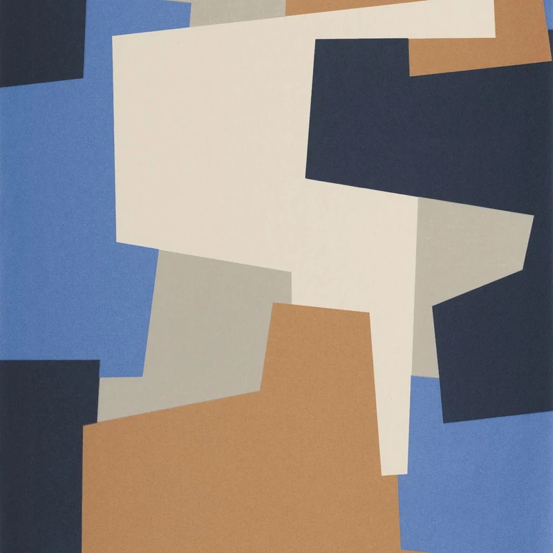 Casadeco Absztrakt grafikai mintás kék-barna vlies tapéta Graphic Game Electrique 53 cm X 10 m